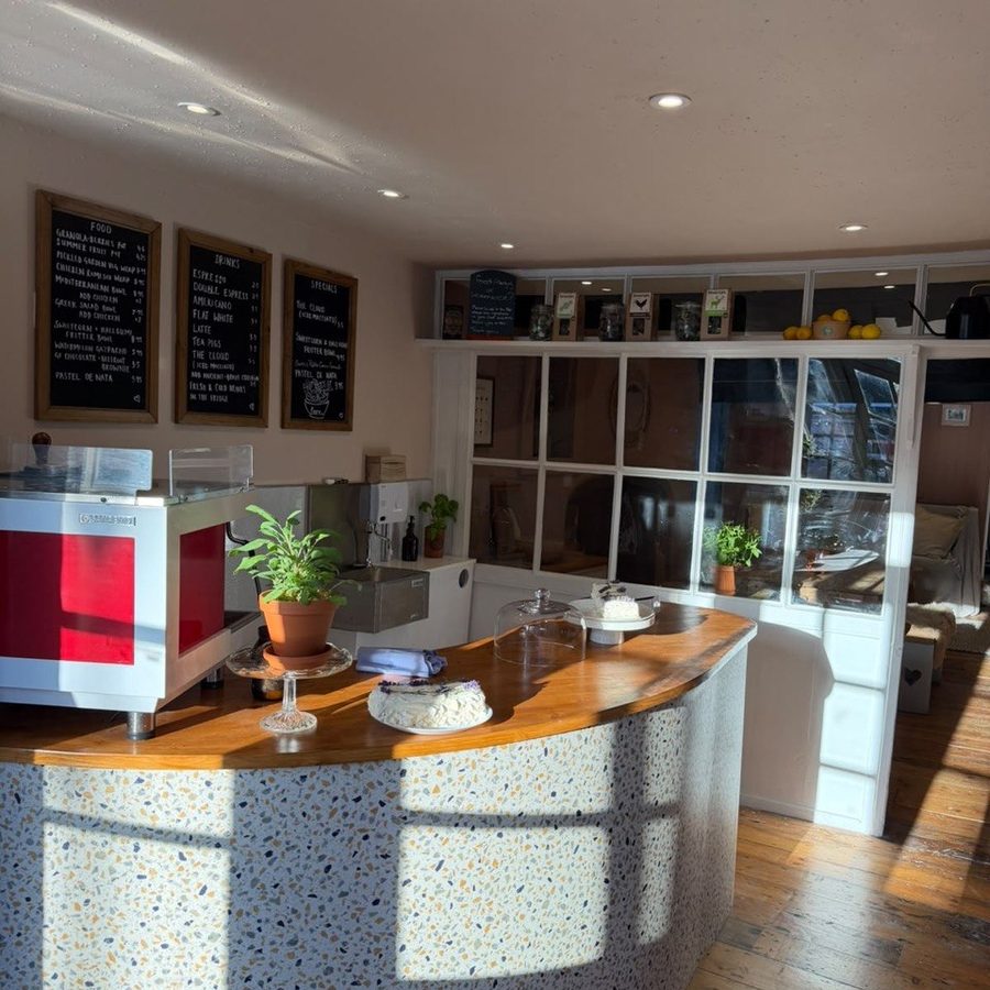 The counter at fore., with the day&rsquo;s menu boards behind